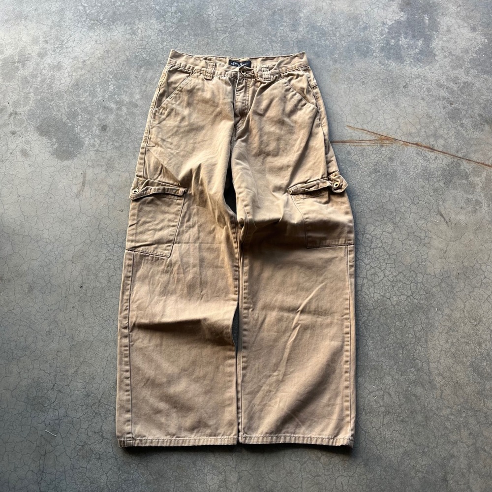 Sean John Khaki Cargo Pants Tan Wide Leg Baggy Y2K Streetwear Boys Size 14